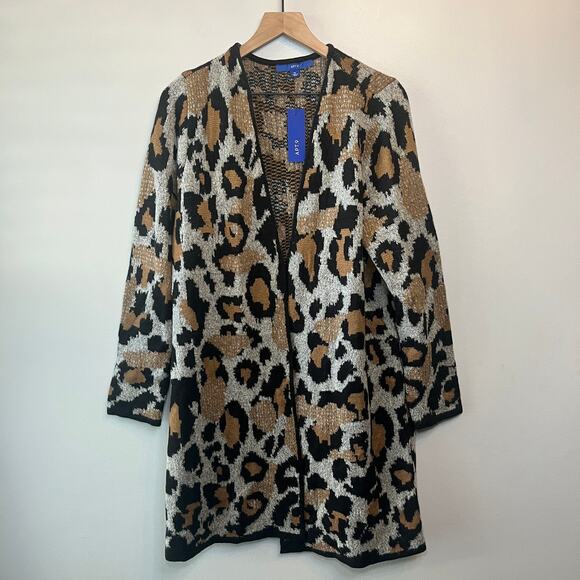 Apt. 9 Women's Long Sleeve Leopard Print Cardigan Sweater Size X-Large - Picture 1 of 6